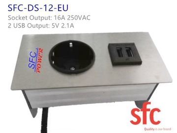 5V 2.1A جزءا لا يتجزأ من سطح المنضدة الأثاث منفذ الطاقة مع الاتحاد الأوروبي واحد التوصيل / USB مزدوج الشحن