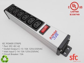 جودة  6 Outlet Flat Plug Power Strip Metal PDU With Overload Protector IEC Approved مصنع