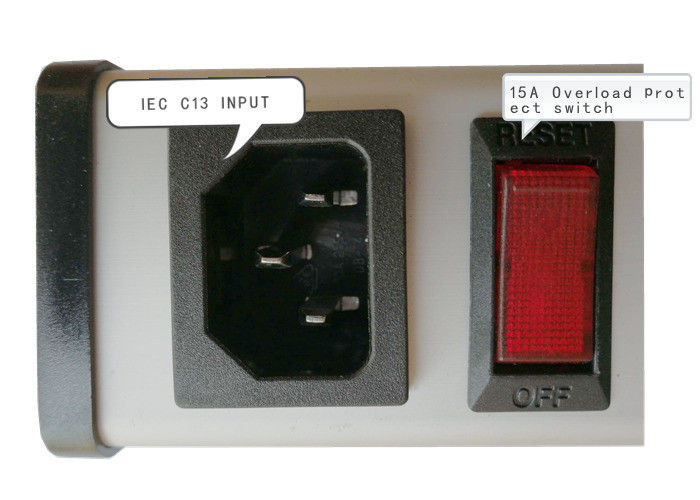 UL C-UL قائمة IEC 6Way PDU وحدة توزيع الطاقة ، منافذ الطاقة قطاع مع التبديل بنيت في 15A حامي الزائد